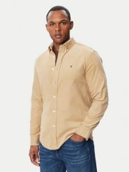 Tommy Hilfiger Koszula Solid MW0MW40486 Beżowy Regular Fit. Brązowe koszule Tommy Hilfiger, m, bez wzorów, z bawełny, bez kołnierzyka, bez ramiączek. Za 409.99 zł.