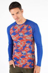 Koszulka męska z długim rękawem z 100% wełny Merino (230 g/m²) Woolona Asker. Niebieskie bielizna termoaktywna WOOLONA, na zimę, m, bez wzorów, z dzianiny, bez ramiączek, trekkingowe. Za 315.00 zł.