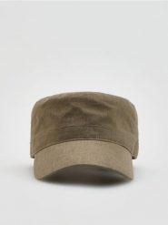 Lniana czapka z daszkiem - beżowy. Brązowe czapki z daszkiem Reserved, bez wzorów. Za 79.99 zł.