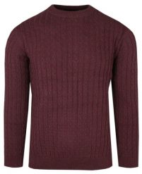 Jednokolorowy Sweter Męski z Dzianiny Bawełnianej - Adriano Guinari - Bordo. Czerwone swetry rozpinane Adriano Guinari, na jesień, l, bez wzorów, z bawełny, bez kołnierzyka, bez ramiączek. Za 169.00 zł.