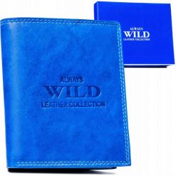 Portfel skórzany Always Wild AW-N890-MAL niebieski. Niebieskie portfele Always Wild, bez wzorów, ze skóry. Za 45.00 zł.