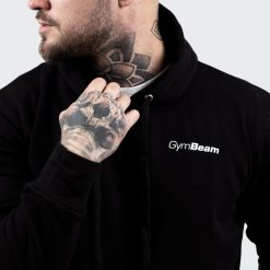 Bluza męska fitness z kapturem czarno-biała Athlete. Czarne bluzy z kapturem GYMBEAM, m, bez wzorów, z bawełny, z kapturem. Za 73.99 zł.