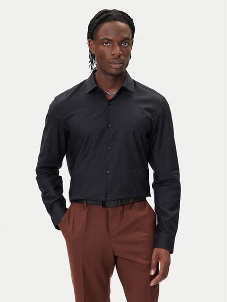 HUGO Koszula Kenno 50500965 Czarny Slim Fit. Czarne koszule Hugo, m, bez wzorów, z bawełny, bez kołnierzyka, bez ramiączek. Za 439.99 zł.