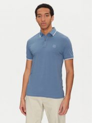 BOSS Polo Passertip 50507699 Niebieski Slim Fit. Niebieskie koszulki polo Boss, m, bez wzorów, z bawełny, bez kołnierzyka, bez ramiączek. Za 299.99 zł.