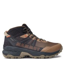 Trekkingi Mammut. Brązowe botki sznurowane Mammut, bez wzorów, bez obcasa, bez zapięcia. Za 899.99 zł.