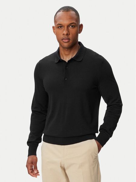 BOSS Polo H-Lancione 50565503 Czarny Regular Fit. Czarne koszulki polo Boss, m, bez wzorów, z wełny, bez kołnierzyka, bez ramiączek. Za 699.99 zł.