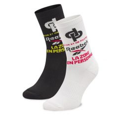 Zestaw 2 par wysokich skarpet unisex Reebok. Czarne skarpety Reebok, bez wzorów. Za 69.99 zł.