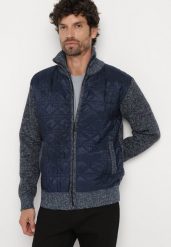 Niebieska Bluza Kurtka z Polarem i Wsuwanymi Kieszeniami Ozdobiona Pikowaniem Lerialis. Niebieskie kurtki Born2be, m, bez wzorów, z dzianiny, bez kaptura. W wyprzedaży za 76.99 zł.