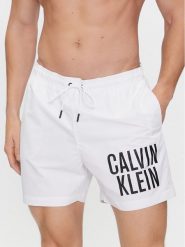 Calvin Klein Swimwear Szorty kąpielowe Medium Drawstring-Nos KM0KM00739 Biały Regular Fit. Białe kąpielówki Calvin Klein Swimwear, m, bez wzorów, z syntetyku. Za 159.99 zł.