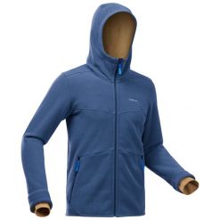 Polar turystyczny - SH100 Ultra-Warm - męski. Niebieskie bluzy z polaru QUECHUA, m, bez wzorów, z dzianiny, z kapturem. W wyprzedaży za 99.99 zł.