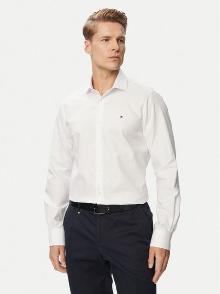 Tommy Hilfiger Koszula MW0MW43747 Biały Regular Fit. Białe koszule Tommy Hilfiger, m, bez wzorów, z bawełny, bez kołnierzyka, bez ramiączek. Za 329.99 zł.