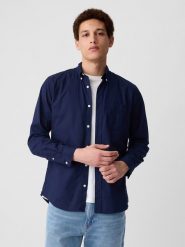 GAP Koszula - Slim fit - w kolorze granatowym rozmiar: M. Niebieskie koszule GAP, m, bez wzorów, bez kołnierzyka, bez ramiączek. Za 112.83 zł.