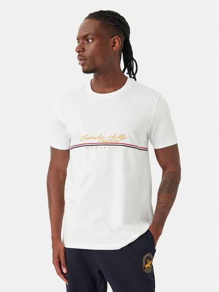 Beverly Hills Polo Club T-Shirt P-SS26M-TS1519 Biały Regular Fit. Białe koszulki polo Beverly Hills Polo Club, m, bez wzorów, z bawełny, bez kołnierzyka, bez ramiączek. Za 149.99 zł.
