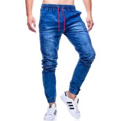 Spodnie męskie joggery jeansowe Recea. Niebieskie joggery i bojówki Recea, l, bez wzorów, z bawełny, eleganckie. W wyprzedaży za 65.00 zł.