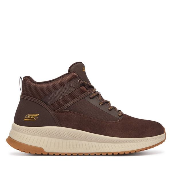 Trzewiki Skechers. Brązowe botki sznurowane Skechers, bez wzorów, bez obcasa, bez zapięcia. Za 359.99 zł.