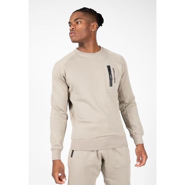 Newark Sweatshirt - Beżowy. Brązowe bluzy GORILLA WEAR, l, bez wzorów, bez kaptura. Za 276.00 zł.