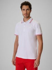 4F Koszulka kibica polo męska - biała XL. Białe koszulki polo 4F, m, bez wzorów, z bawełny, bez kołnierzyka, bez ramiączek. Za 99.99 zł.