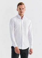 PAKO LORENTE – Koszula męska w kolorze białym P000B-1X-051-B-S. Białe koszule Pako Lorente, m, bez wzorów, z bawełny, bez kołnierzyka, bez ramiączek. Za 199.99 zł.