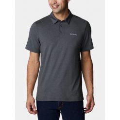 Koszulka polo męska Columbia Tech Trail. Szare koszulki polo sportowe Columbia, m, bez wzorów, z elastanu, bez kołnierzyka, bez ramiączek, żeglarskie. Za 209.00 zł.