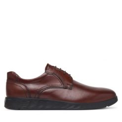 Półbuty ECCO. Brązowe eleganckie półbuty ecco, bez wzorów, bez obcasa, bez zapięcia. Za 579.99 zł.