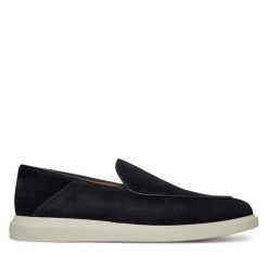 Półbuty BOSS. Niebieskie eleganckie półbuty Boss, bez wzorów, bez obcasa, bez zapięcia. Za 1,009.00 zł.