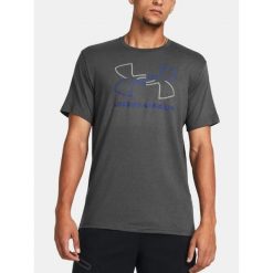 T-Shirt Koszulka Męska Under Armour Sportowa. Szare t-shirty sportowe Under Armour, bez wzorów, bez ramiączek, na fitness i siłownię. Za 129.99 zł.