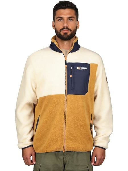 Geographical Norway Kurtka polarowa "Tarley" w kolorze żółto-kremowym rozmiar: XL. Brązowe kurtki Geographical Norway, xl, bez wzorów, z polaru, bez kaptura. Za 157.35 zł.