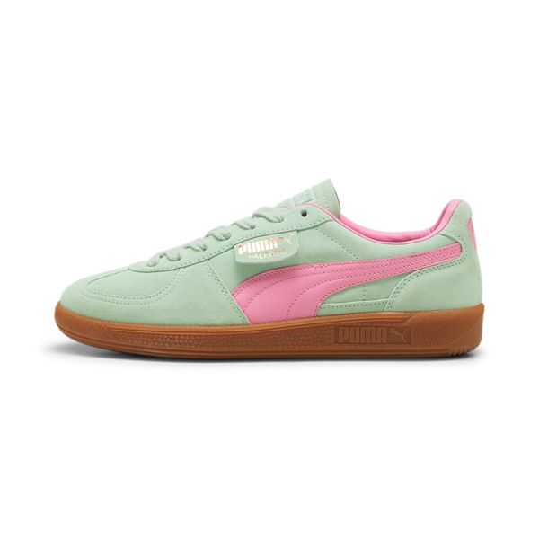 Trenerzy Puma Palermo. Zielone buty sportowe casual Puma, bez wzorów, ze skóry, bez zapięcia. Za 243.99 zł.