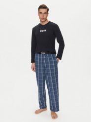 BOSS Piżama Easy Long Set 50535882 Granatowy Regular Fit. Niebieskie piżamy Boss, m, bez wzorów, z bawełny, bez ramiączek. Za 329.99 zł.
