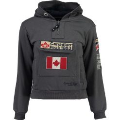 Bluza "Galapagos" w kolorze szarym. Bluzy z kapturem marki Canadian Peak, m, z aplikacjami, prążkowane, z kapturem. W wyprzedaży za 165.95 zł.