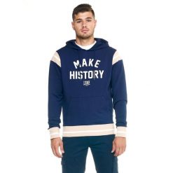 Męska bluza Leone z kapturem Retro. Niebieskie bluzy LEONE 1947 APPAREL, l, bez wzorów, z tkaniny, z kapturem. W wyprzedaży za 195.65 zł.