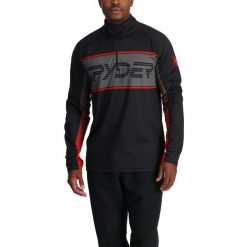 Bluza męska Spyder Paramount 1/2 Zip. Czarne bielizna termoaktywna Spyder, l, bez wzorów, z materiału, bez ramiączek, trekkingowe. Za 479.00 zł.