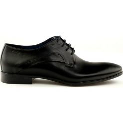 Czarne Półbuty pantofle do garnituru Badura 7589. Czarne eleganckie półbuty Badura, bez wzorów, ze skóry, bez obcasa, bez zapięcia. W wyprzedaży za 279.00 zł.