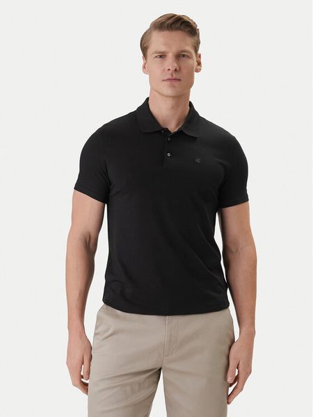 Calvin Klein Polo LV04LF200G Czarny Slim Fit. Czarne koszulki polo CALVIN KLEIN, l, bez wzorów, z bawełny, bez kołnierzyka, bez ramiączek. Za 187.99 zł.