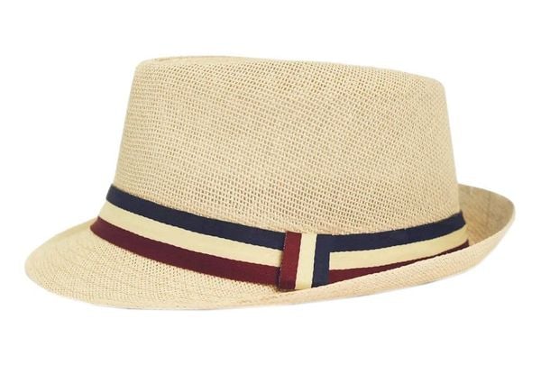 Męski Kapelusz Letni (Styl TRILBY) - Pako Jeans - Słomkowy, Pasek Kolorowy. Żółte kapelusze Pako Jeans, bez wzorów, z jeansu, klasyczne. Za 49.00 zł.