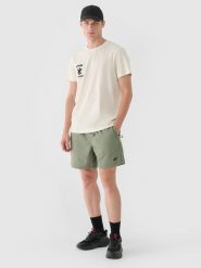 4F Spodenki casual męskie - oliwkowe M. Brązowe krótkie spodenki sportowe 4F, l, bez wzorów, z bawełny. W wyprzedaży za 59.99 zł.
