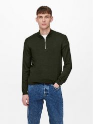 Only & Sons Sweter 22021264 Zielony Regular Fit. Zielone swetry rozpinane Only & Sons, l, bez wzorów, z wiskozy, bez kołnierzyka, bez ramiączek. Za 129.99 zł.