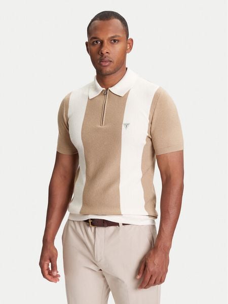 Guess Sweter M5YR11 Z3OE2 Beżowy Regular Fit. Brązowe swetry rozpinane Guess, m, z aplikacjami, z syntetyku, bez kołnierzyka, bez ramiączek. Za 219.99 zł.