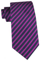 Klasyczny Krawat Klubowy - Alties - Drobny Prążek, Fuksja i Granat. Czerwone krawaty i muchy Alties, bez wzorów, z tkaniny. Za 49.00 zł.
