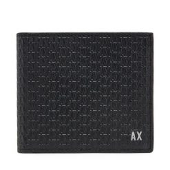 Duży Portfel Męski Armani Exchange. Czarne portfele Armani Exchange, bez wzorów. Za 269.99 zł.