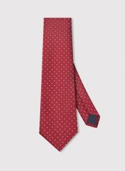 PAKO LORENTE - Czerwony krawat męski w kropki. Czerwone krawaty i muchy Pako Lorente, bez wzorów, z poliesteru. Za 99.99 zł.