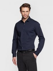 Calvin Klein Koszula K10K108229 Granatowy Slim Fit. Niebieskie koszule CALVIN KLEIN, m, bez wzorów, z bawełny, bez kołnierzyka, bez ramiączek. Za 219.99 zł.