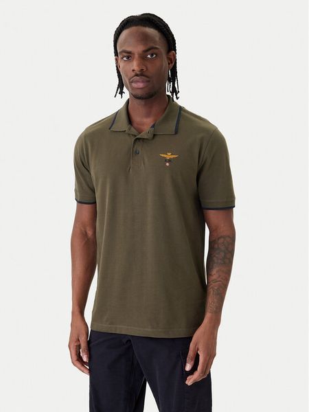 Aeronautica Militare Polo 261PO1308UP00082 Khaki Regular Fit. Brązowe koszulki polo Aeronautica Militare, l, bez wzorów, z bawełny, bez kołnierzyka, bez ramiączek. Za 279.99 zł.