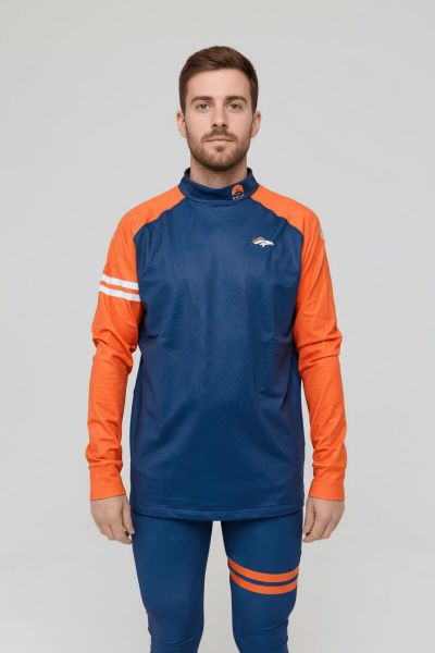 Denver Broncos - OOSC X NFL Baselayer Top Męski. Niebieskie bielizna termoaktywna OOSC, m, bez wzorów, z materiału, bez ramiączek, na fitness i siłownię. Za 269.99 zł.