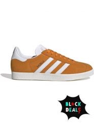 Adidas Skórzane sneakersy "Gazelle" w kolorze pomarańczowo-białym rozmiar: 44. Białe buty sportowe casual Adidas, bez wzorów, z materiału, bez zapięcia. Za 245.96 zł.