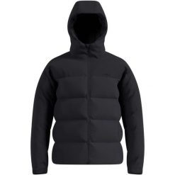 Kurtka puchowa Odlo Jacket insulated DOWN HOODED. Czarne kurtki ODLO, na zimę, l, bez wzorów, z materiału, z kapturem. Za 1,499.99 zł.