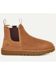 UGG Skórzane sztyblety "Neumel" w kolorze jasnobrązowym rozmiar: 41. Brązowe sztyblety UGG, bez wzorów, ze skóry, bez obcasa, bez zapięcia. Za 554.23 zł.