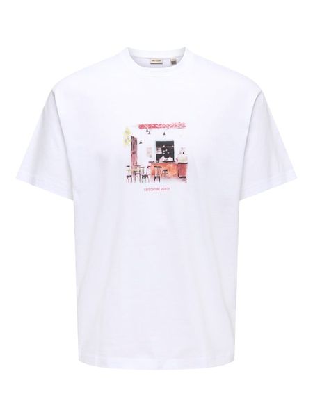 ONLY & SONS Koszulka "Onsfred" w kolorze białym rozmiar: S. Białe bezrękawniki Only & Sons, s, bez wzorów, z bawełny, bez kołnierzyka, bez ramiączek. Za 77.95 zł.