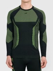 4F Koszulka termiczna w kolorze zielono-czarnym rozmiar: L/XL. Czarne bielizna termoaktywna 4F, l, bez wzorów, z materiału, bez ramiączek. Za 109.95 zł.