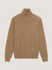 Rodier Wełniany sweter w kolorze jasnobrązowym rozmiar: M. Brązowe golfy Rodier, m, bez wzorów, z wełny, bez ramiączek. Za 282.99 zł.